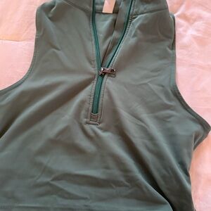 Elegant Green Tank Top with Zipper
